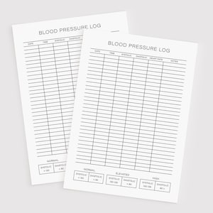 Dagelijks bloeddruklogboek, dagelijkse bloeddruktracker, hartslag- en bloeddrukmeter monitor, gezondheidsplanner, US Letter- en A4-formaten