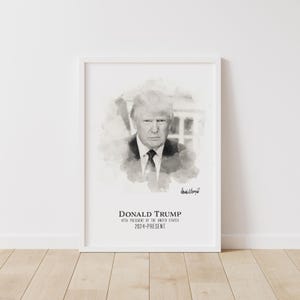 President Donald Trump Portrait Poster, Trump Poster Art Print, President Trump Printable, Current US President Print, Digital Download