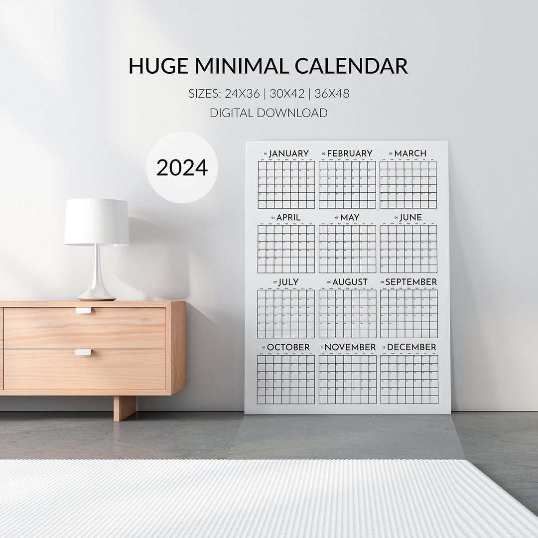 Large 2024 Wall Calendar, Big Wall Calendar 2024, Year at a Glance Planner, Big 2024 Calendar