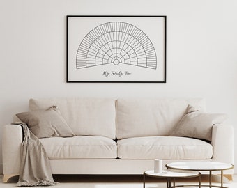 Blank Genealogy Fan Chart, 7 Generation Family Tree Template, Family History Printable, Ancestor Chart, Digital Download.