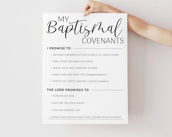Printable Baptismal Covenants Poster: LDS Baptism Promises Wall Art, Baptism Display Decoration, Latter Day Saint Decor (Digital Download)