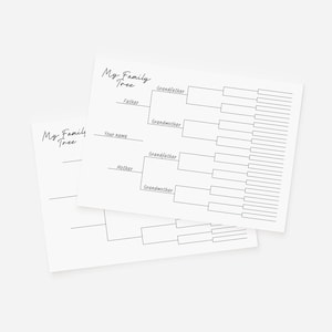 Blank Genealogy Chart, Horizontal Family History Template, Family Tree ...