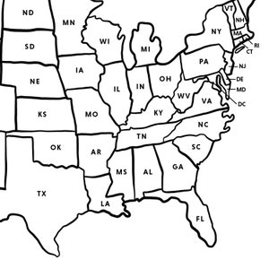 Printable USA Map With State Abbreviations (US Letter & A4, Digital ...