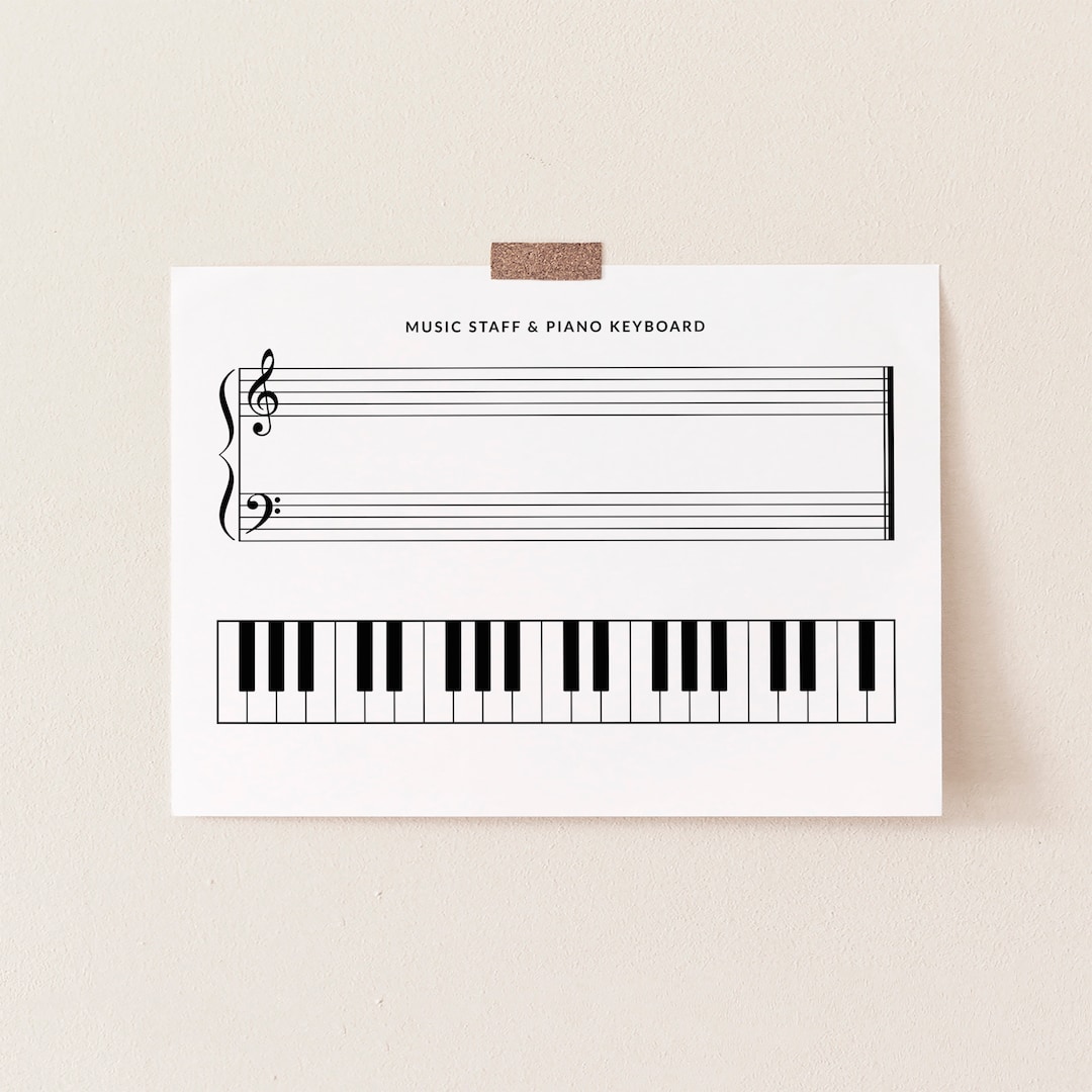 Music Staff and Piano Keyboard Practice Sheet, Piano Practice Printable