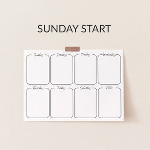Minimal Weekly Calendar Printable Sunday Start Planner - Etsy