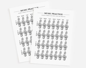 Printable Music Practice Chart: Color-In Monthly Tracker, Music Practice Log, Piano Teacher Practice Sheet (Digital Download)