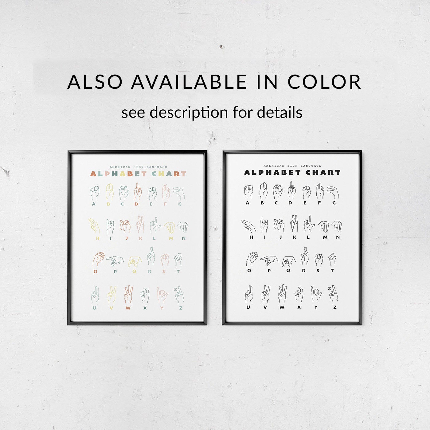 American Sign Language Poster: Black and White ASL Alphabet Printable ...