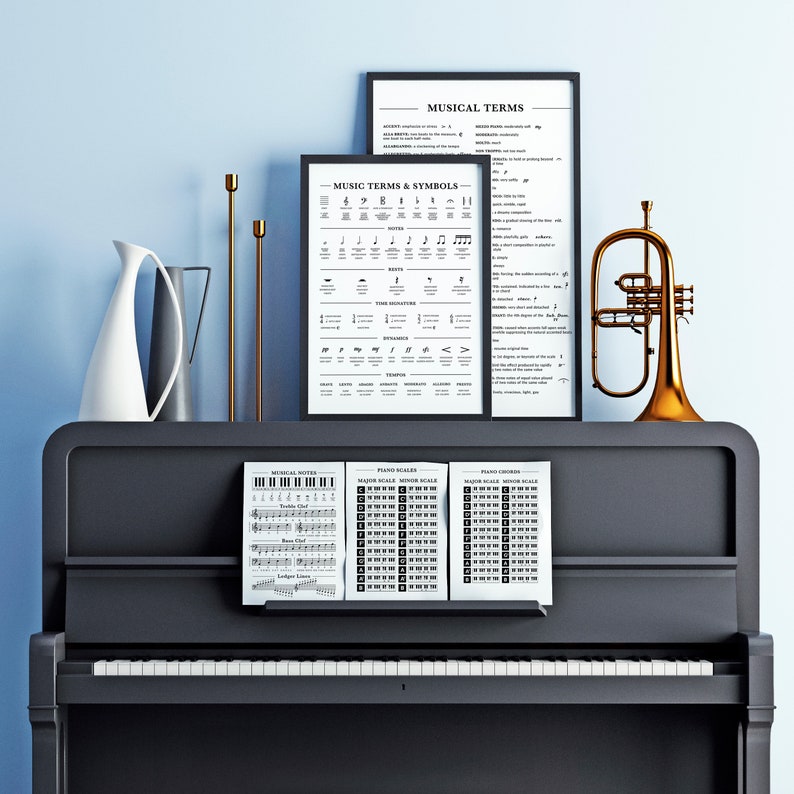 Music Symbols and Terms Cheat Sheet Music Definitions Poster Etsy
