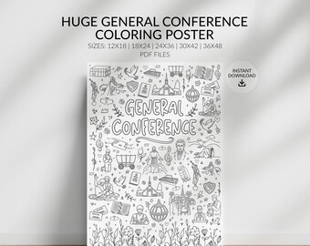 LDS General Conference Coloring Poster for Kids: LDS Youth Coloring Activity, 5 Printing Sizes (PDF, Digital Download)