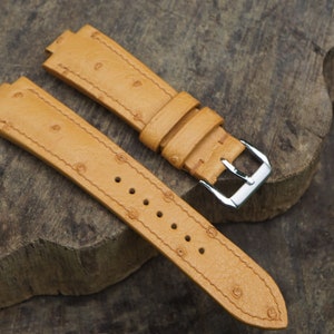 Notched Ostrich Leather Watch Strap For  Oris Aquis Watch and Tissot PRX watch