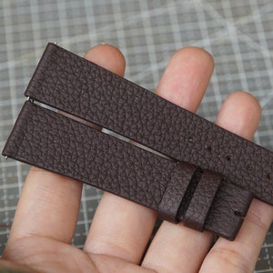 Dark Brown Togo Calf Leather Watch Strap. Soft Calfskin Watch Band Custom Size 15mm 16mm 17mm 18mm 19mm 20mm 21mm 22mm 23mm 24mm 26mm