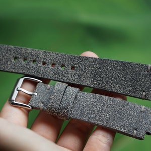 Grey Distressed Leather Notched Watch Strap For Oris Aquis Watch 39.5mm, 41.5mm, 43mm, 43.5mm, 45.5mm, 46mm, Oris Aquis 7533...
