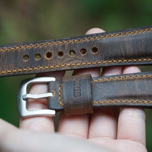 Oris Aquis Strap 39.5mm, 41.5mm, 43.5mm, 45.5mm, 43mm, 46mm - Brown Full Grain Leather Watch Strap