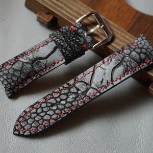 Black Nubuck Ostrich Leather Watch Strap 15mm 16mm 17mm 18mm 19mm 20mm 21mm 22mm 23mm 24mm 26mm