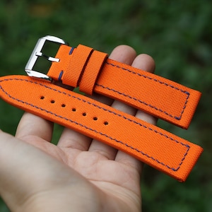 Correa de reloj de lona naranja. Correa de reloj de lona de 15 mm, 16 mm, 17 mm, 18 mm, 19 mm, 20 mm, 21 mm, 22 mm, 23 mm, 24 mm y 26 mm