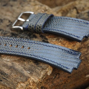 Blue mix Gold Lizard Leather Watch Strap For Tissot PRX Watch Strap And Oris Aquis Watch 39.5mm 41mm 43.5mm 45.5mm 46mm