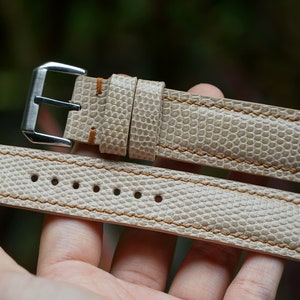 Correa de reloj de piel de lagarto beige de 15 mm, 16 mm, 17 mm, 18 mm, 19 mm, 20 mm, 21 mm, 22 mm, 23 mm, 24 mm, 26 mm. Correas de reloj de liberación rápida