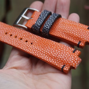 Correa de reloj de cuero Stingray naranja para Oris Aquis Date 39,5 mm 41,5 mm 43,5 mm 45,5 mm 43 mm 45 mm