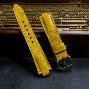 Custom Yellow Goat Leather Watch Strap For Oris Aquis Watch