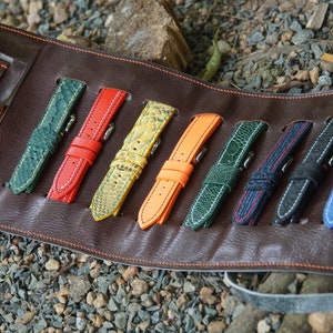 Cracked Leather Watch Straps Rolls, Pouch Watch Straps, Watch storage, Watch Straps Case.
