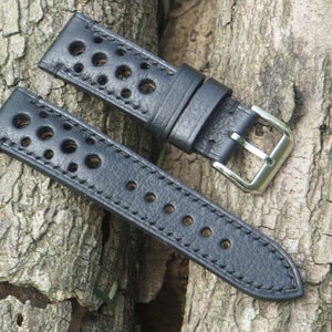 Black Rally Racing  Italy Vachetta Leather Watch Strap