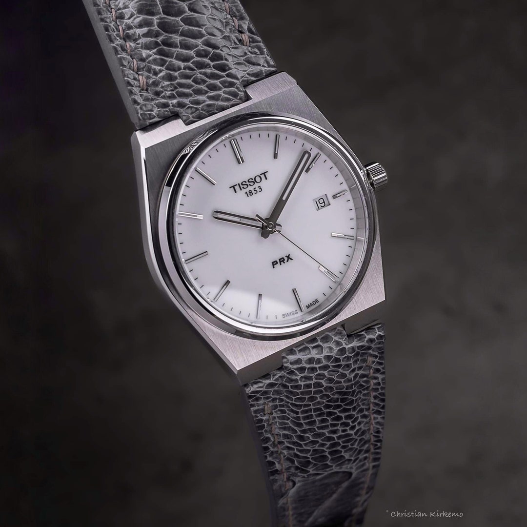 Bracelet Montre Cuir Autruche Véritable Gris 12 Mm - Neuf Avec étiquettes