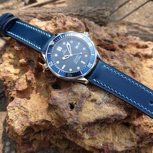 Blue Shell Cordovan Leather Watch Strap