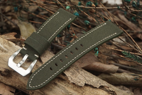 Olive Green Canvas Watch Band for Panerai Watch Quick Release