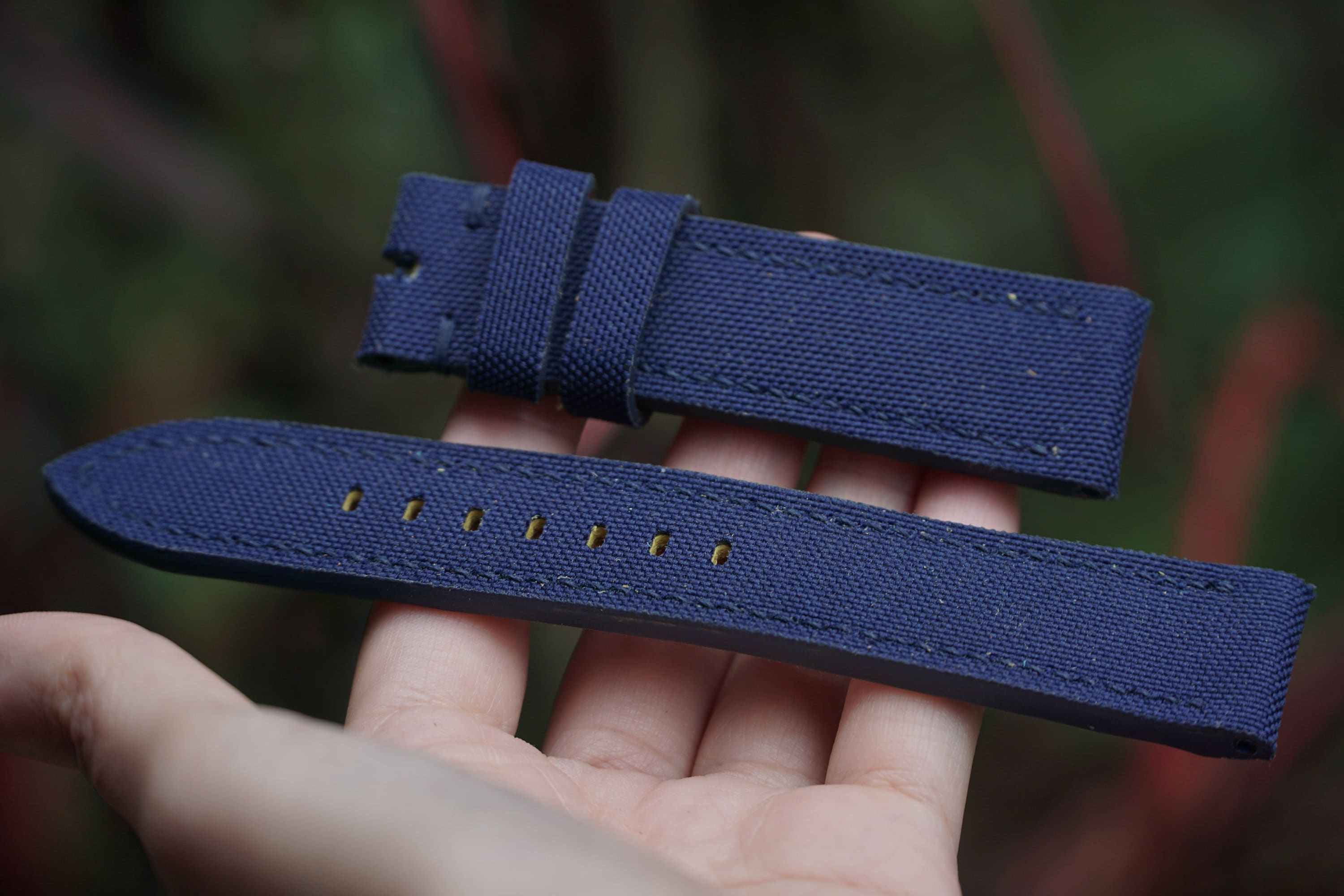 Dark Navy Sailcloth Watch Strap. Canvas Watch Strap Custom Size 15mm 16mm 17mm 18mm 19mm 20mm 21mm 22mm 23mm 24mm 26mm