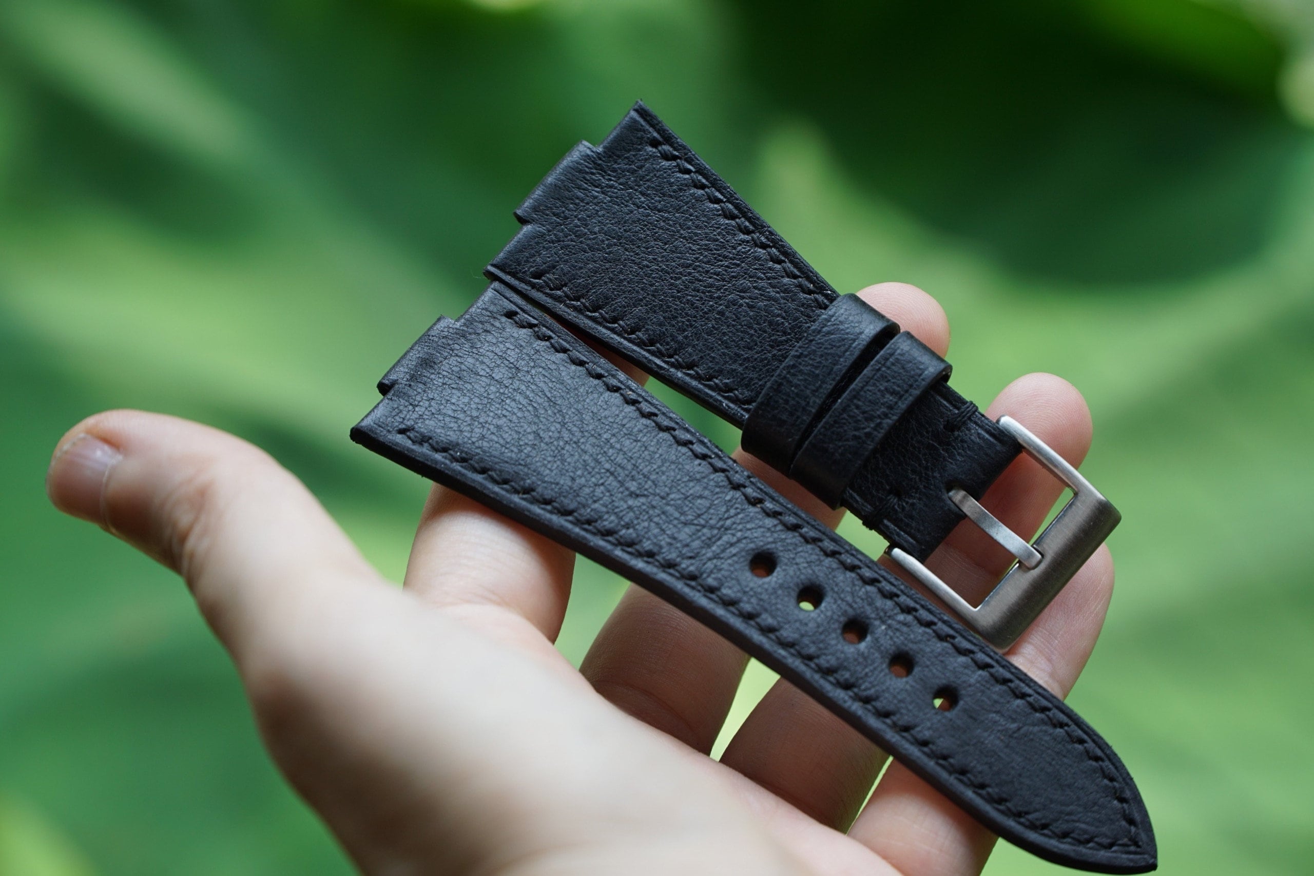 TISSOT PRX 35mmブラック レザーバンド PRX Compatible Made to Order Leather Strap, Black French