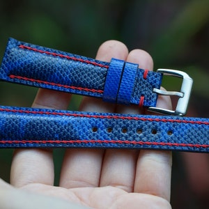 Custom Blue Snake Leather Watch Strap 15mm 16mm 17mm 18mm 19mm 20mm 21mm 22mm 24mm 26mm