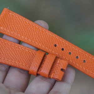 Correa de reloj de cuero Epsom de piel de becerro naranja personalizada