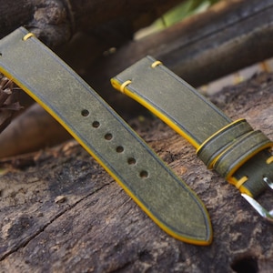 Olive Pueblo Leather Watch Strap/Handmade watch band/quick release spring bars 24mm 23mm 22mm 21mm 20mm 19mm 17mm