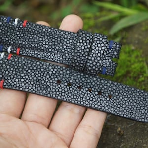 Personalized black stingray leather watch strap