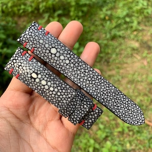 Special Black Stingray Leather Watch Strap/Stingray watch band 24mm 23mm 22mm 21mm 20mm 19mm 18mm 17mm