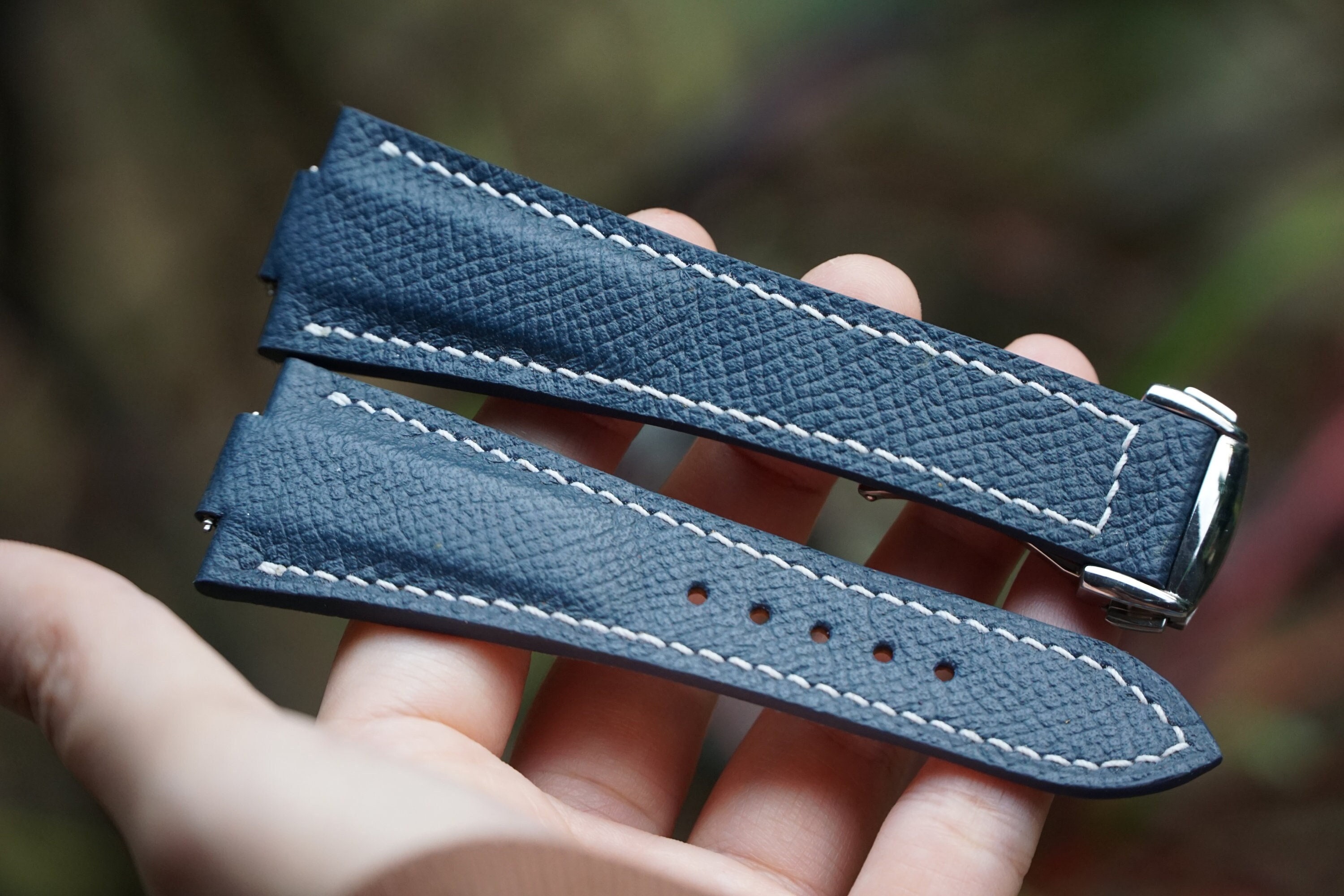 Tissot Watch Replacement Band Blue Leather 16mm Notched Strap Silver Steel Clasp Ewatchparts 19mm Leather Watch Band Strap Compatible With  main image 3