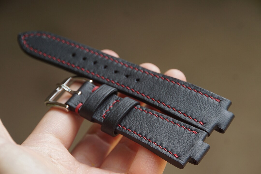 Black Leather Watch Strap for Oris Aquis 39.5mm 41.5mm 43mm 43.5mm 45mm