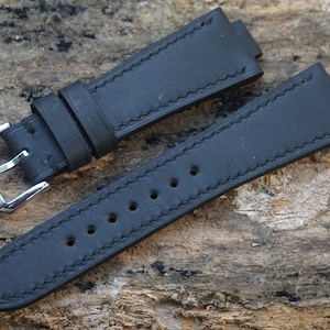 Correa de reloj de cuero negro con muescas para reloj Tudor North Flag / reloj Oris Aquis