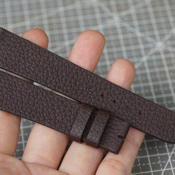 Minimalist Dark Brown Calfskin Togo Leather Watch Strap. Soft Calfskin Leather Watch Band 15mm 16mm 17mm 18mm 19mm 20mm 21mm 2mm
