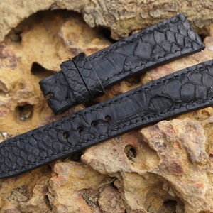 Custom black python leather watch straps, Custom watch strap for small wrist and larger wrist