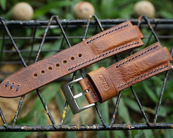 Cognac Italian Leather Watch Strap For Oris Aquis Watch TT1, Wiliams F1, Aquis 39.5mm 41.5mm 43.5mm 45.5mm 43mm 46mm