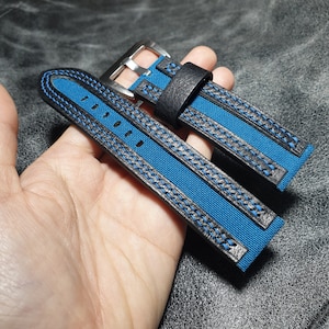 Blue Canvas Watch Strap/Quick release canvas watch strap 22mm 23mm 24mm 21mm 20mm 19mm 18mm 17mm 16mm