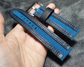 Blue Canvas Watch Strap/Quick release canvas watch strap 22mm 23mm 24mm 21mm 20mm 19mm 18mm 17mm 16mm