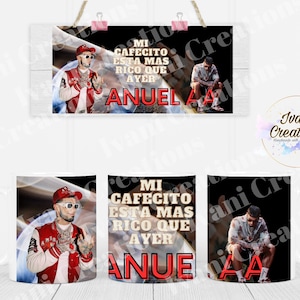 Anuel AA, Mug Reggaeton, Modèle numérique, Téléchargement immédiat, Cadeau pour les amateurs de musique, Mug personnalisé, Fan art, Mug design