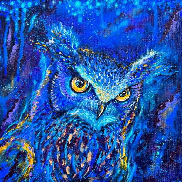 Purple Owl Art Etsy
