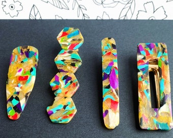 Rainbow Tortoiseshell - Polymer Clay Hair Clip