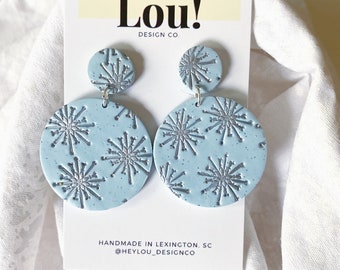 Silver Snowflakes - Polymer Clay Dangle Earrings