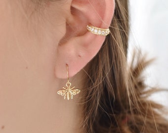 Gold Bee Earrings, Bee Earrings, Dainty Bee Earrings, Dainty Gold Earrings, Spring Earrings