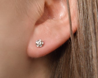 Silver Stud Earrings, Gem Ball Stud Earrings, Silver Crystal Studs, Stud Earrings, Everyday Earrings