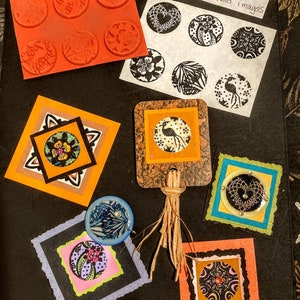 6 STEMPEL RINCHIES 1 "X 1" schönes Detail * Papier, Ton, bleifreies Lot, Schmuck machen Sandi Obertin Set 2